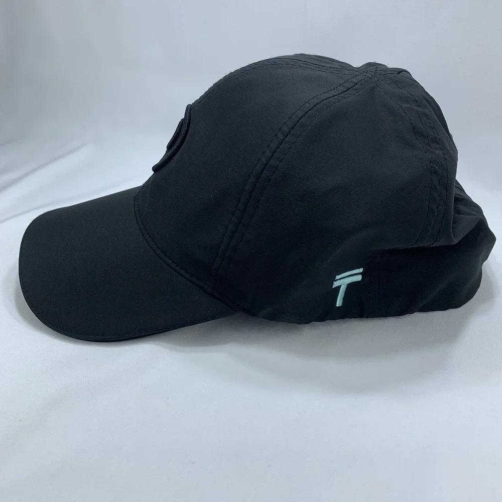 TopKnot Ponytail Hat M/L Black Stretch Fit Magnetic Opening Women's Baseball Cap